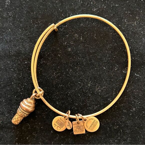 Alex and Ani Ice Cream Cone Bracelet in Gold EUC - Picture 1 of 3